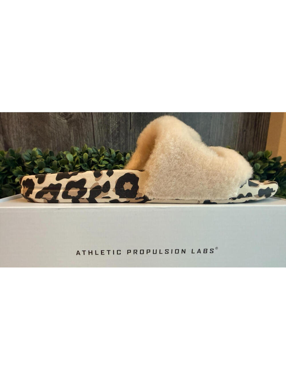 APL Shearling Parchement Black Leopard Slide Women's EU 41  US 10